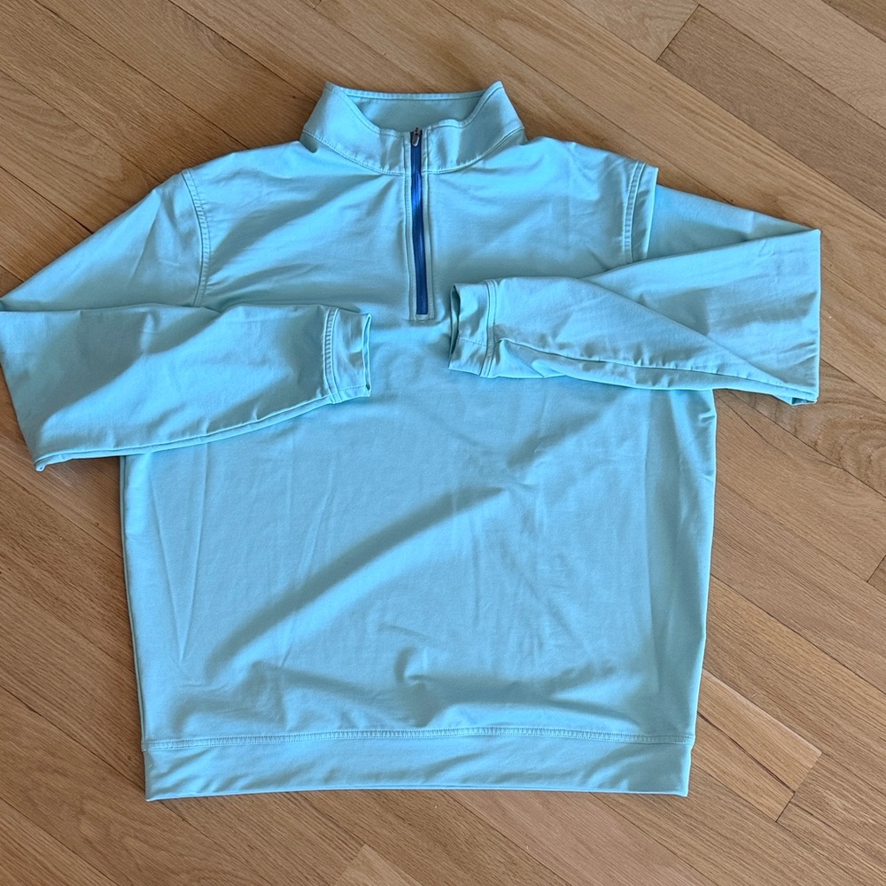 Peter Millar Light Blue/Green Quarter-Zip Pullover